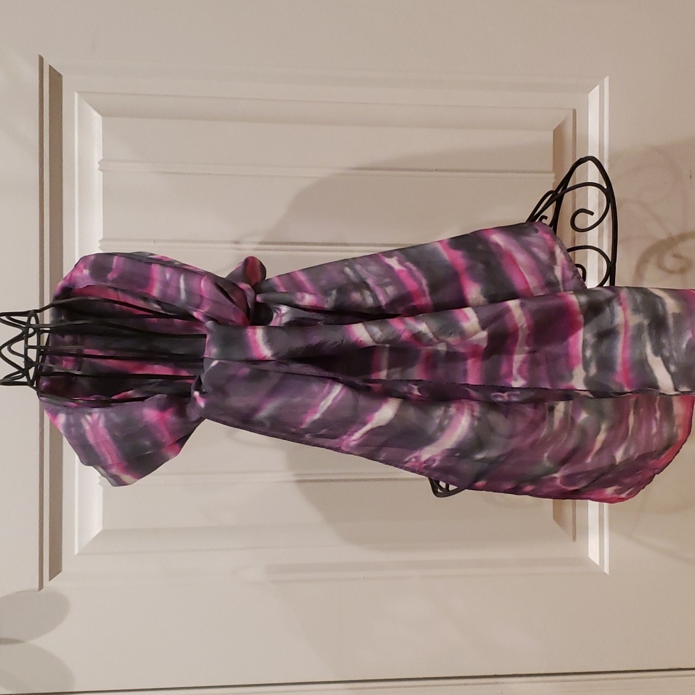 NWT Silk Scarf Gray Pink hand dyed